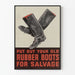 Vintage poster van rubberlaarzen voor recycling