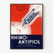 Vintage poster van Rhino-Antipiol voor de behandeling van aandoeningen van de Rhino-farynx