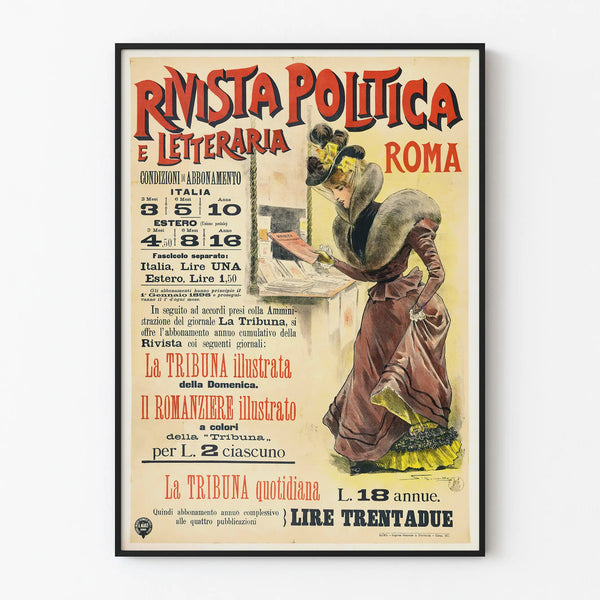 Vintage poster Rivista Politica e Letteraria Roma voor een elegante wanddecoratie