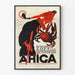 Vintage artistic poster AHIGA with red and black illustration