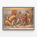 Vintage poster of a lion tamer in the arena — framed artwork on a wall