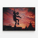 Cherokee Ceremonial Dance Poster at Sunset — framed artwork on a wall