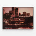 Vintage poster of Ghirardelli Square in San Francisco at dusk — framed artwork on a wall