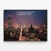 Nighttime New York City poster with quote by Walt Whitman — framed artwork on a wall