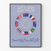 Decoratief poster met vlaggenringen en verenigde handen