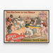 Vintage Poster Sells Brothers - Equestrian Show with Monkeys and Clowns — framed artwork on a wall