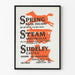 Vintage poster voor de Spring Bank Holiday stoomspectaculair bij Sudeley Castle