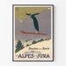 Vintage poster van de sneeuwsport Alpen en Jura