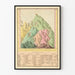 Vintage poster van de relatieve hoogten van de belangrijkste bergen ter wereld