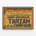 Vintage Poster of Film Tarzan and His Companion Johnny Weissmuller — framed artwork on a wall