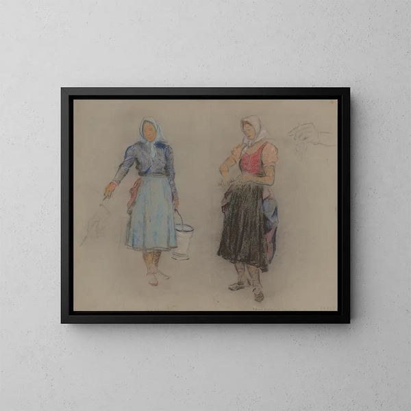 Study of Women in the Vineyards - Stefan Polkorb — framed artwork on a wall