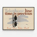 Vintage Telephone Poster - Time is Precious — framed artwork on a wall