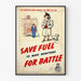 Vintage poster voor brandstofbesparing