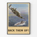 Vintage poster van onderzeeboot en Lockheed Hudson vliegtuig
