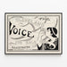 Vintage poster The Cleveland Voice illustration in black and white — framed artwork on a wall