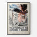 Vintage poster van bommenwerpende vliegtuigen op een wapenfabriek