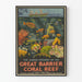 Vintage poster van het koraalrif van het Groot Barrièrerif