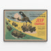 Vintage Poster Campaign Jeep Schools at War — framed artwork on a wall