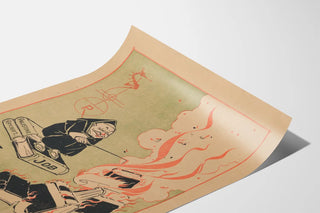 Vintage poster 'Books To Burn' - Dark humor illustration