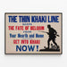 Vintage militair poster The Thin Khaki Line — ingelijst kunstwerk aan de muur
