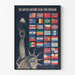 Geïnspireerde poster van de Verenigde Naties voor Vrijheid met vlaggen en Vrijheidsbeeld