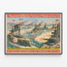 Vintage Poster of Battleship and Destruction of the Spanish Fleet — framed artwork on a wall