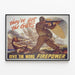 Vintage Militair Poster « Geef Ze Meer Vuurkracht » — ingelijst kunstwerk aan de muur