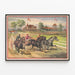 Vintage poster of harness trotting horse race — framed artwork on a wall