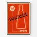 Vintage poster met tonique rots, illustratie van een fles sinaasappel