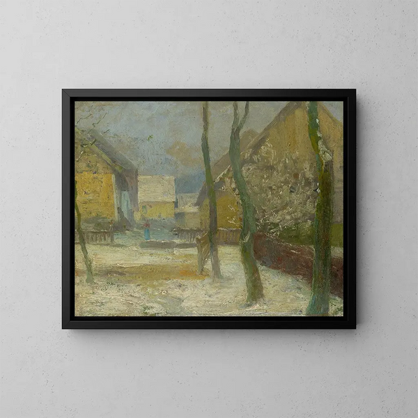 Cour d'artistes à Slanec en hiver - Ludovit Ordok — framed artwork on a wall