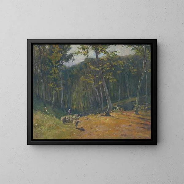 Forest with Sheep - Ludovit Ordok — framed artwork on a wall