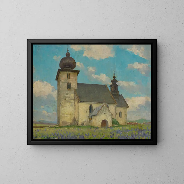 Gothic Church in Ehra - Ludovit Ordok — framed artwork on a wall
