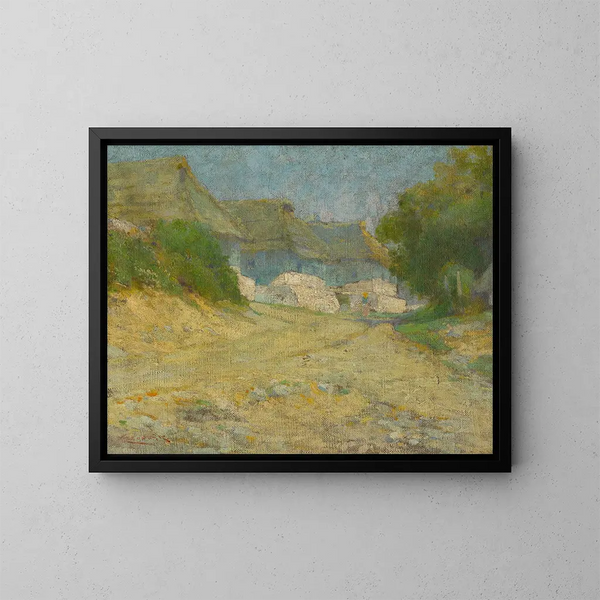 Dorp - Ludovit Ordok — ingelijst kunstwerk aan de muur