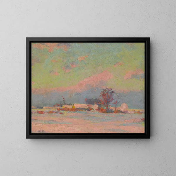 Winteravond - Ludovit Ordok — ingelijst kunstwerk aan de muur