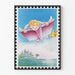 Child poster reading a flying book above a fairy tale castle