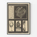 Vintage tentoonstellingposter met apen en vogels in zwart-wit