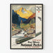 Vintage poster van Nationaal Park Far West USA-Canada per trein
