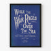 Vintage poster 'While The War Rages Over The Sea' Diepblauw