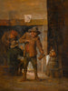 van een interieur van een kroeg met mannen bij een haard - Atelier van David Teniers de Jonge — weergave van het kunstwerk