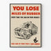 Vintage poster over bewustwording van band- en rubberbesparing