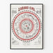 Vintage poster van een ronde zoologiekaart in zwart en rood